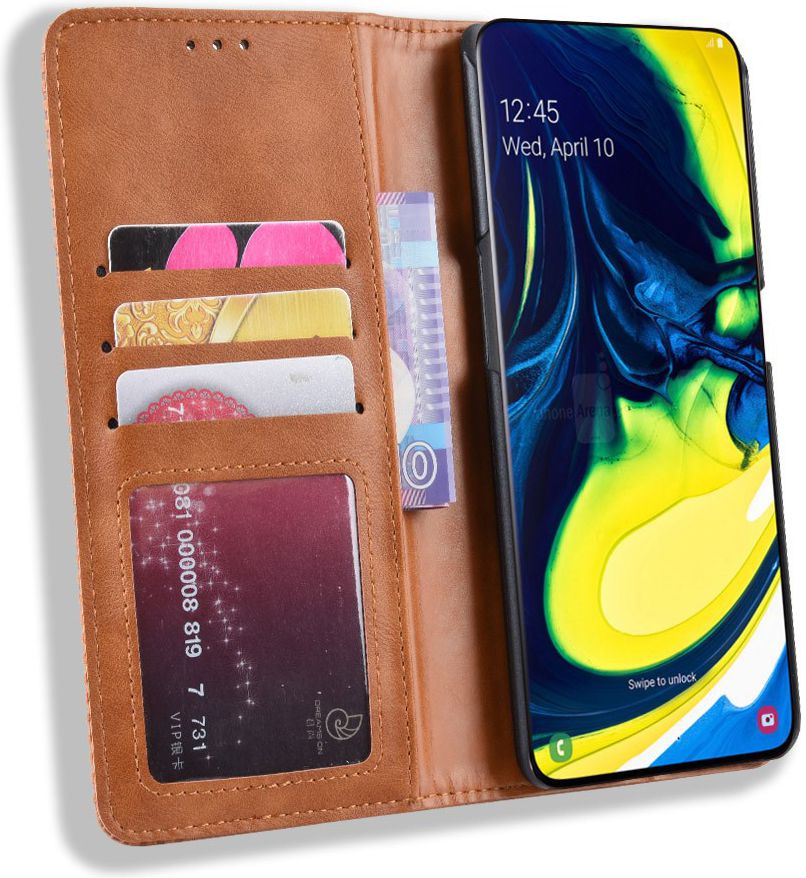 Samsung Galaxy A80 Vintage Portemonnee Hoesje Bruin afbeelding 2