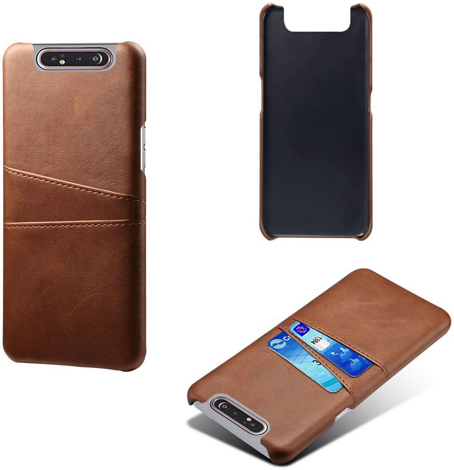 Samsung Galaxy A80 Back Cover met Kunstlederen Coating Bruin GSMpunt.nl