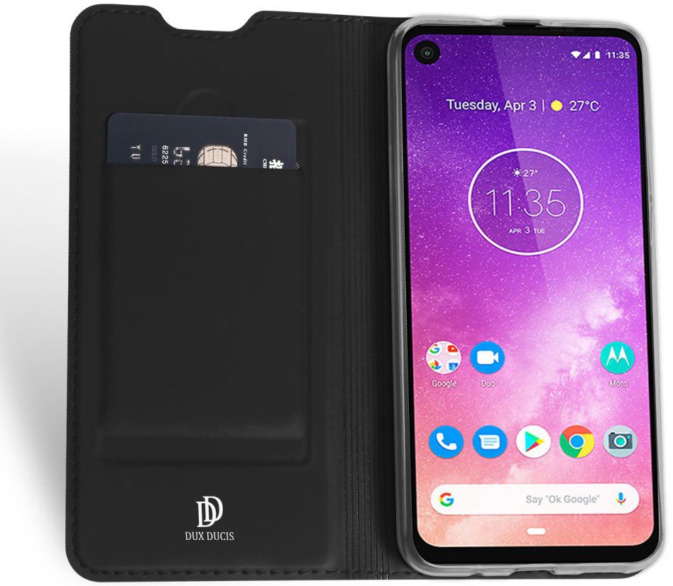 Dux Ducis Motorola One Vision Bookcase Hoesje Zwart afbeelding 2