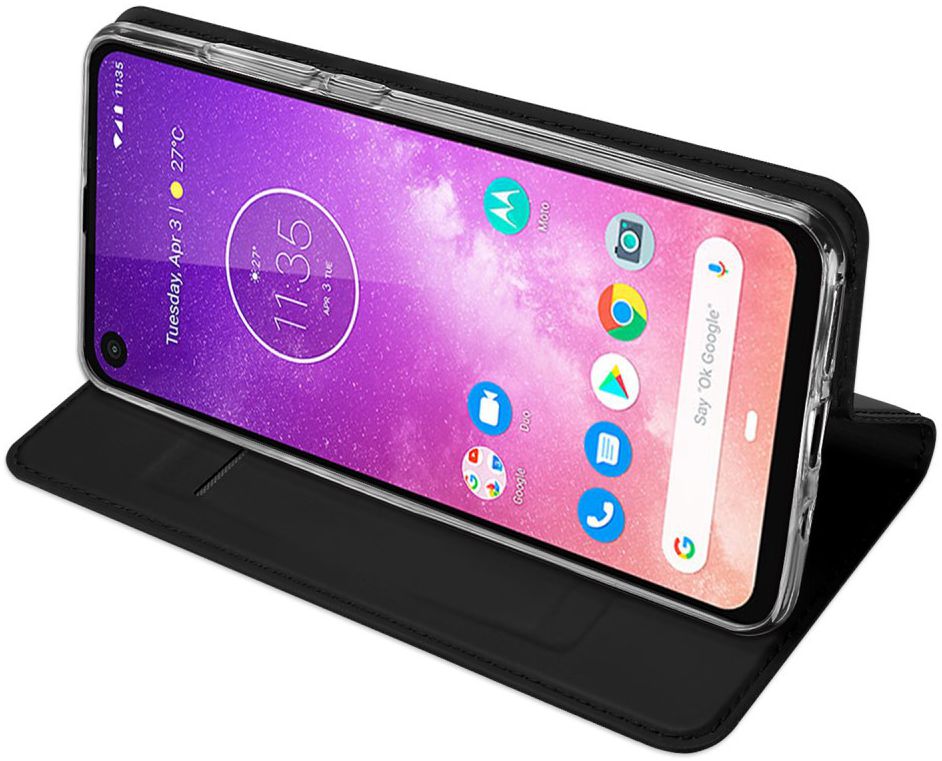Dux Ducis Motorola One Vision Bookcase Hoesje Zwart afbeelding 4