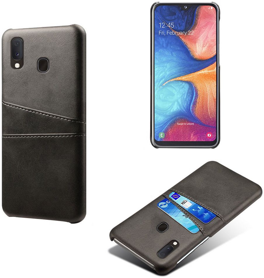 Samsung Galaxy A20e Back Cover met Kunstlederen Coating Zwart afbeelding 3