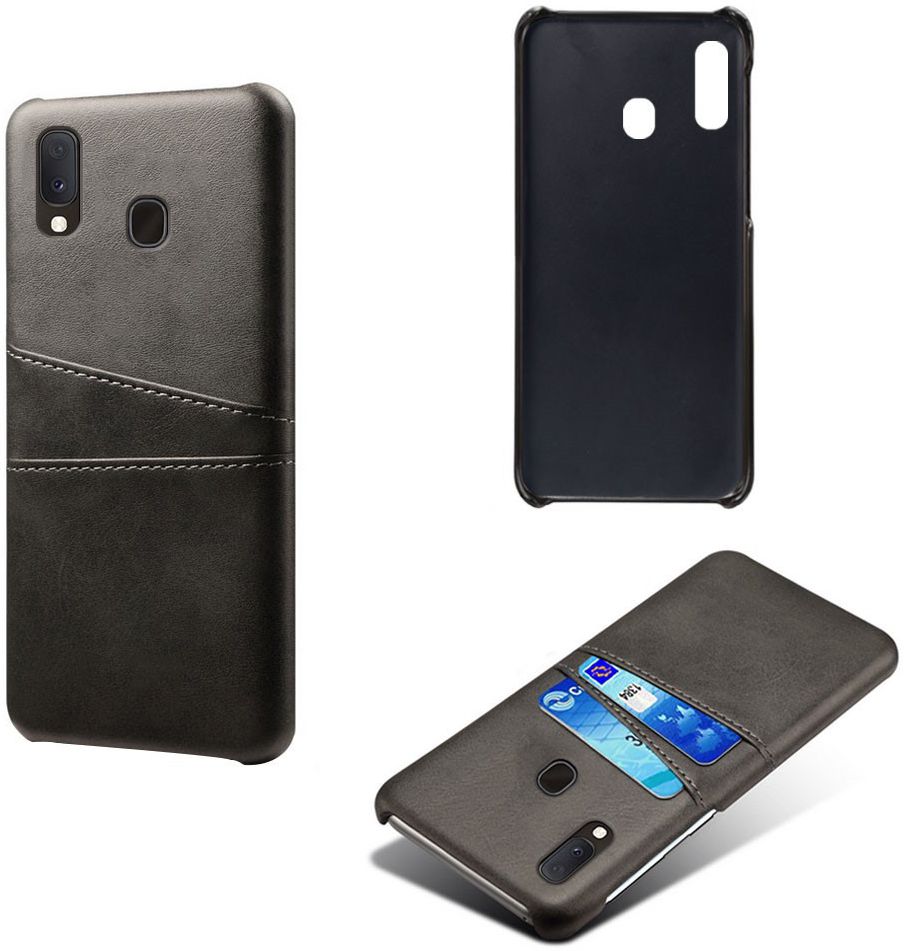 Samsung Galaxy A20e Back Cover met Kunstlederen Coating Zwart afbeelding 4