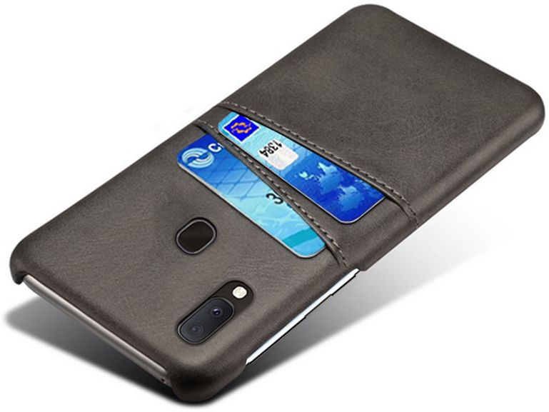 Samsung Galaxy A20e Back Cover met Kunstlederen Coating Zwart afbeelding 2