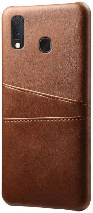 Samsung Galaxy A20e Back Cover met Kunstlederen Coating Donkerbruin afbeelding 1