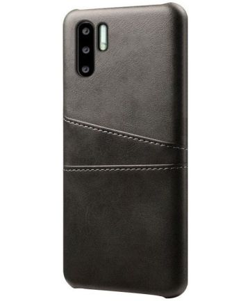 Huawei P30 Pro Back Cover met Kunstlederen Coating Zwart Hoesjes