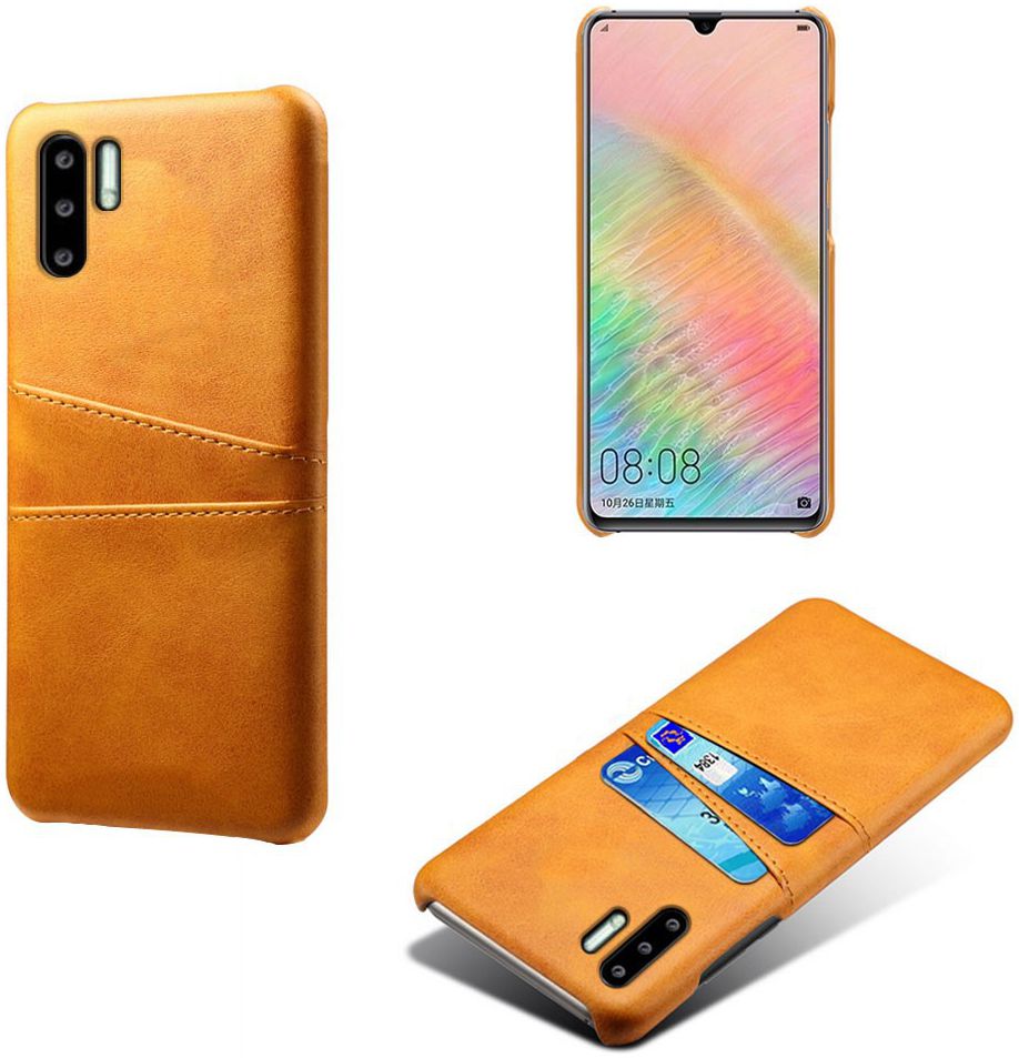 Huawei P30 Pro Back Cover met Kunstlederen Coating Bruin afbeelding 3