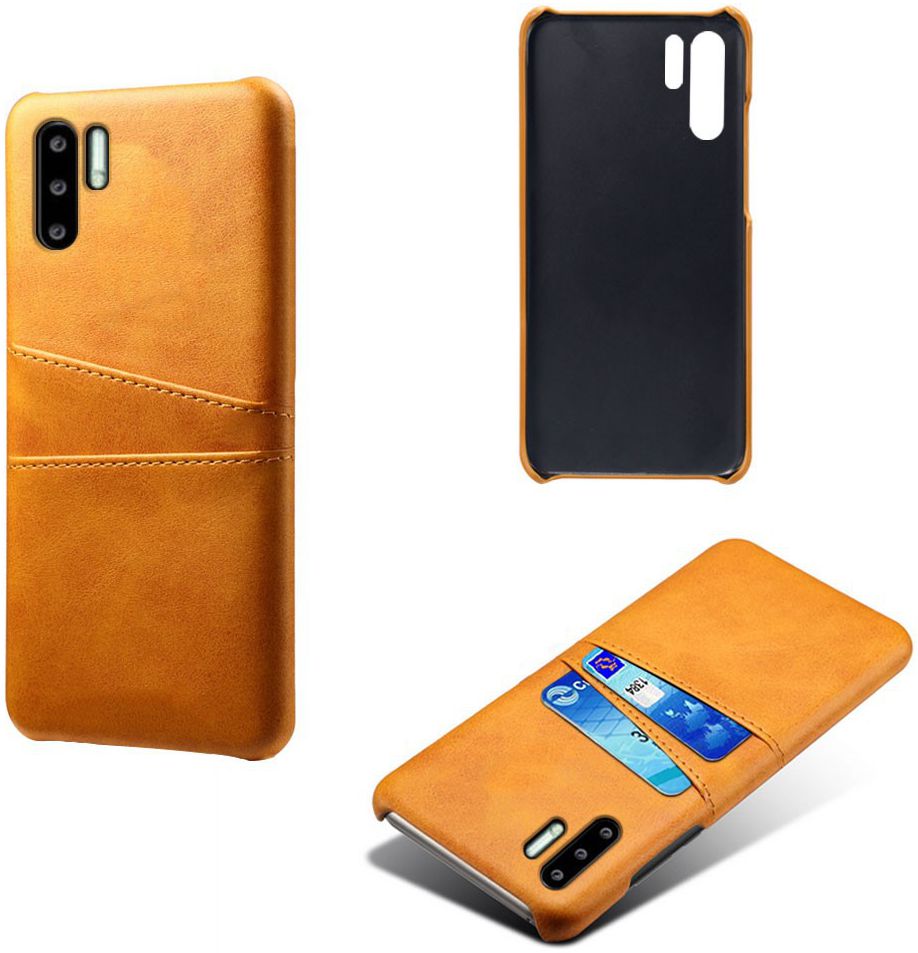 Huawei P30 Pro Back Cover met Kunstlederen Coating Bruin afbeelding 4