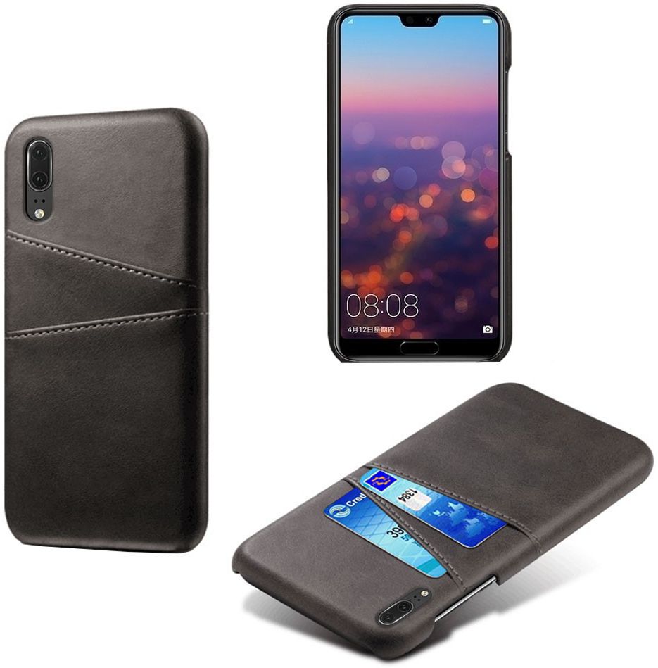 Huawei P30 Back Cover met Kunstlederen Coating Zwart afbeelding 3