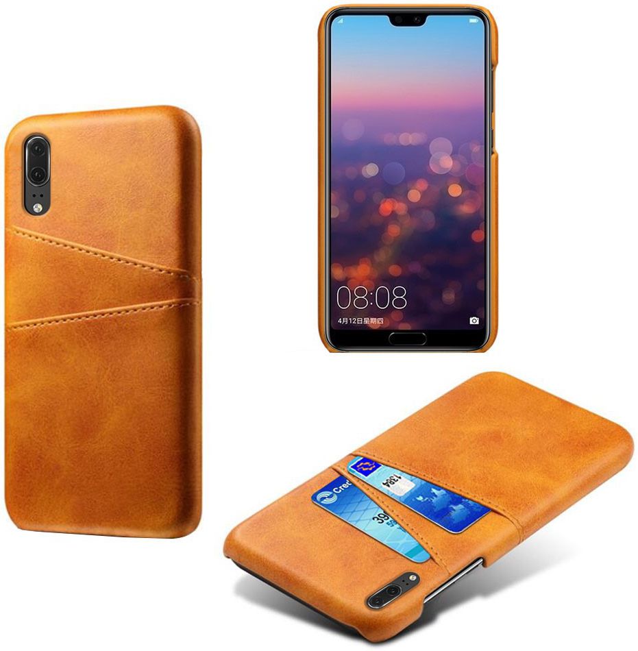 Huawei P30 Back Cover met Kunstlederen Coating Bruin afbeelding 3