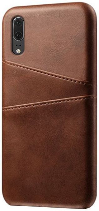 Huawei P30 Back Cover met Kunstlederen Coating Donkerbruin afbeelding 1
