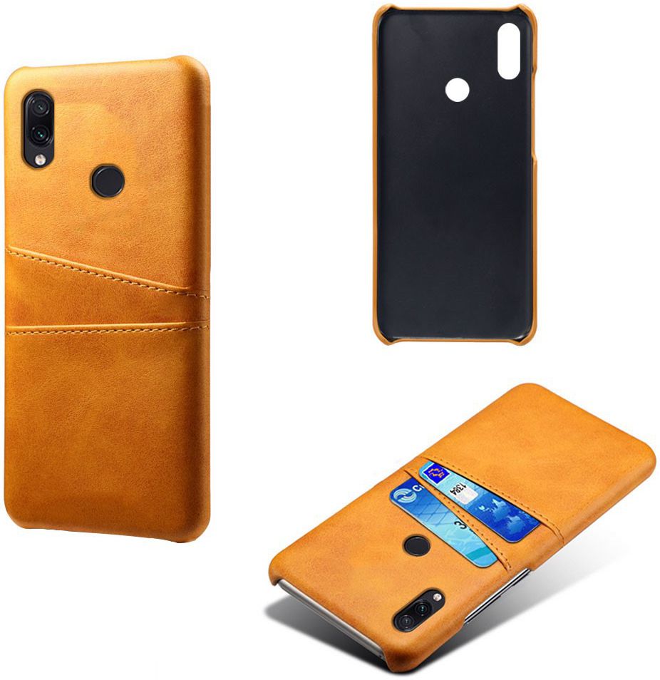 Xiaomi Redmi Note 7 Back Cover met Kunstlederen Coating Bruin afbeelding 4
