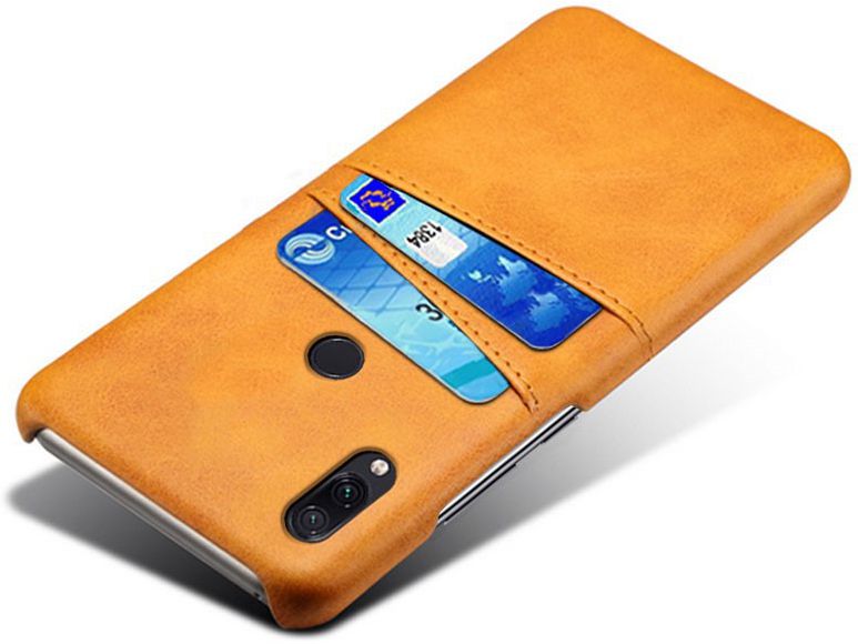 Xiaomi Redmi Note 7 Back Cover met Kunstlederen Coating Bruin afbeelding 2