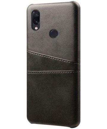 Xiaomi Redmi Note 7 Back Cover met Kunstlederen Coating Zwart Hoesjes