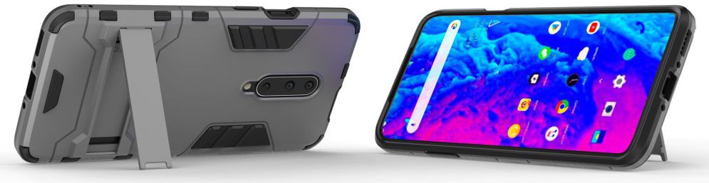 OnePlus 7 Pro Hybride Stand Hoesje Grijs afbeelding 4