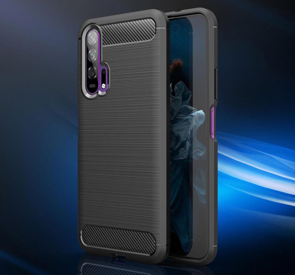 Huawei Honor 20 Pro Geborsteld TPU Hoesje Zwart afbeelding 11