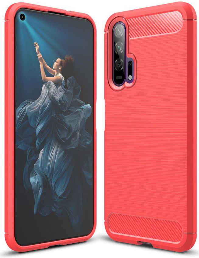 Huawei Honor 20 Pro Geborsteld TPU Hoesje Rood afbeelding 1