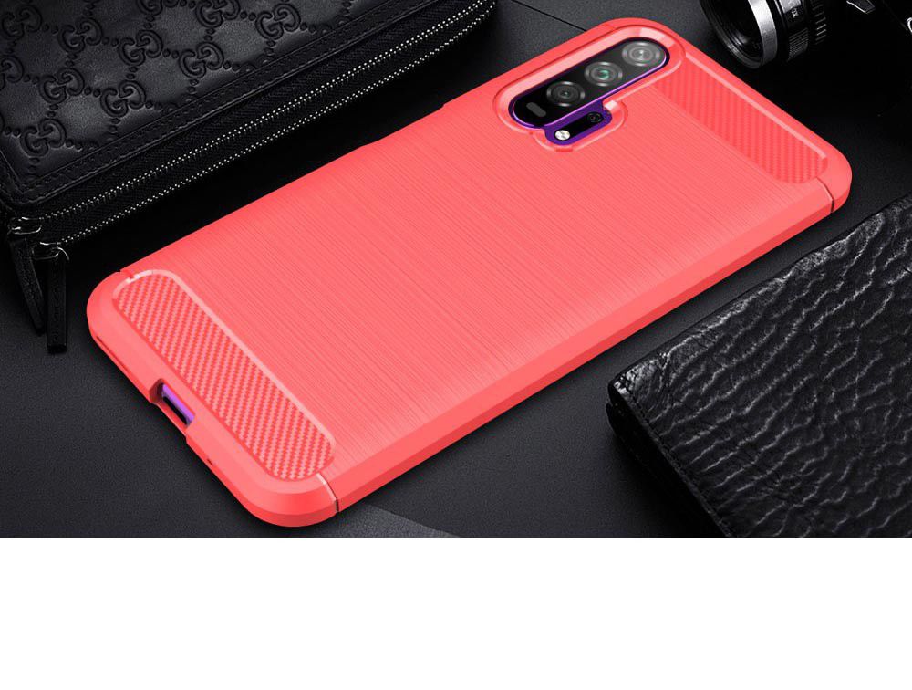 Huawei Honor 20 Pro Geborsteld TPU Hoesje Rood afbeelding 2