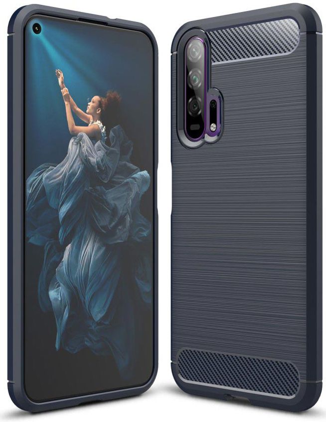 Huawei Honor 20 Pro Geborsteld TPU Hoesje Blauw afbeelding 1
