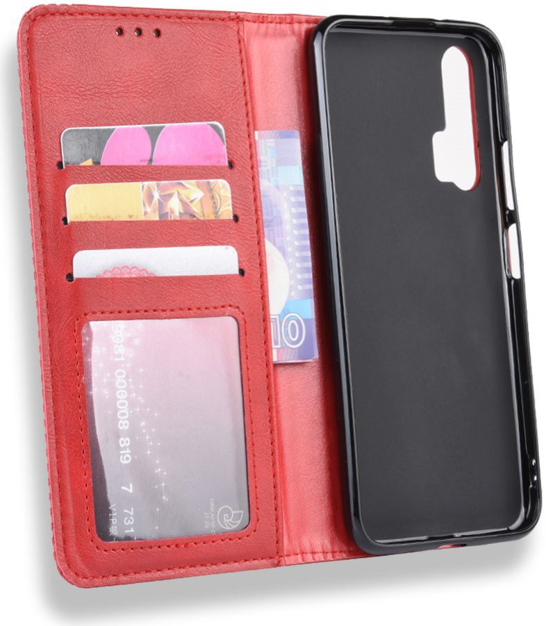 Honor 20 Pro Vintage Portemonnee Hoesje Rood afbeelding 6