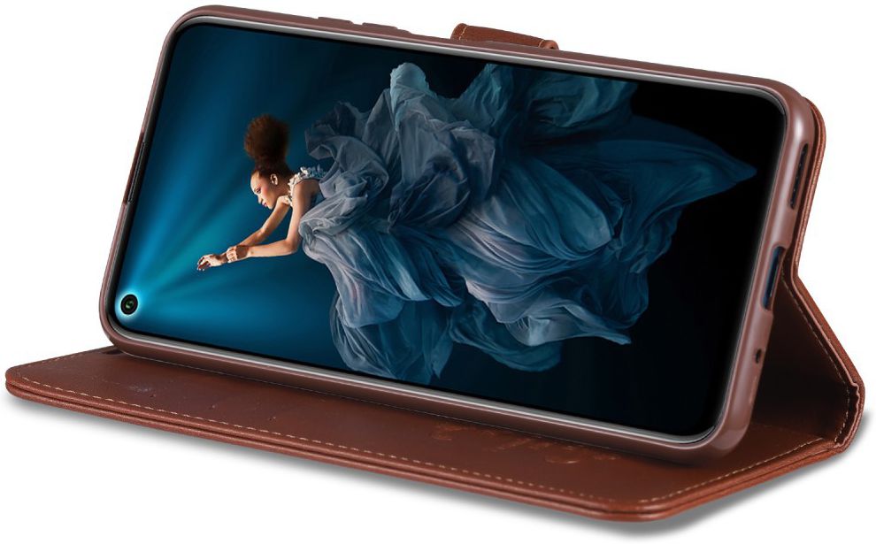AZNS Honor 20 Pro Portemonnee Stand Hoesje Bruin afbeelding 4
