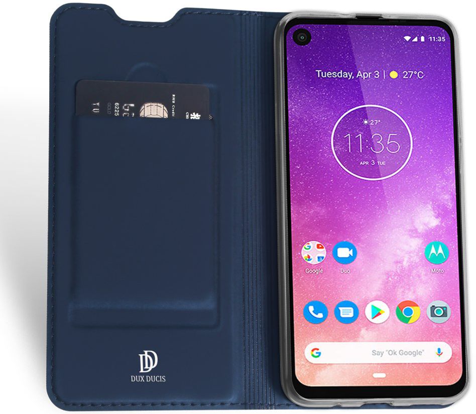 Dux Ducis Premium Book Case Motorola Moto One Vision Hoesje Blauw afbeelding 1