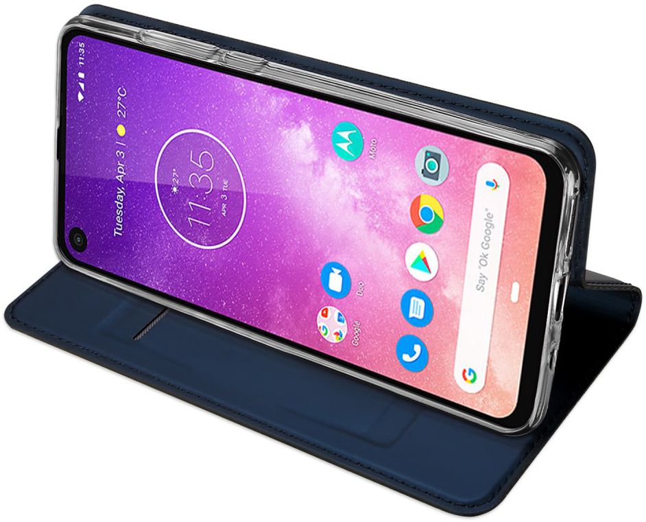 Dux Ducis Premium Book Case Motorola Moto One Vision Hoesje Blauw afbeelding 4