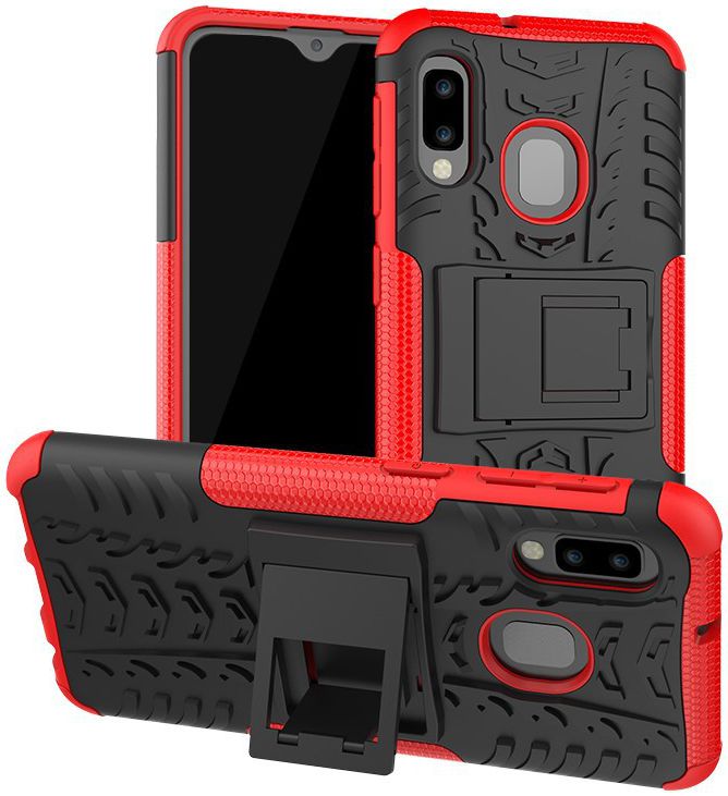 Samsung Galaxy A20e Robuust Hybride Hoesje Rood afbeelding 1