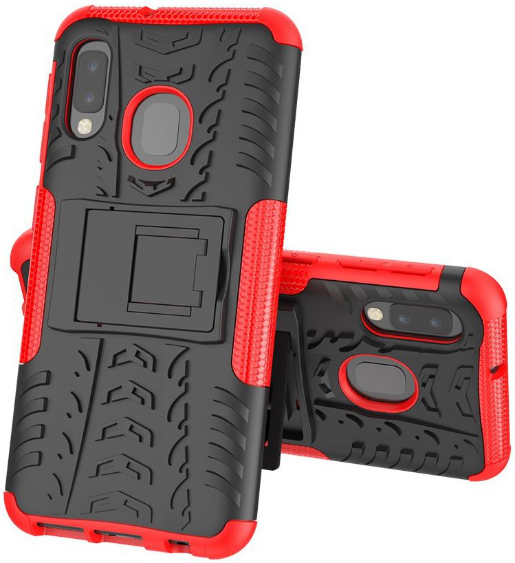Samsung Galaxy A20e Robuust Hybride Hoesje Rood afbeelding 2