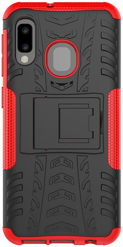 Samsung Galaxy A20e Robuust Hybride Hoesje Rood afbeelding 3