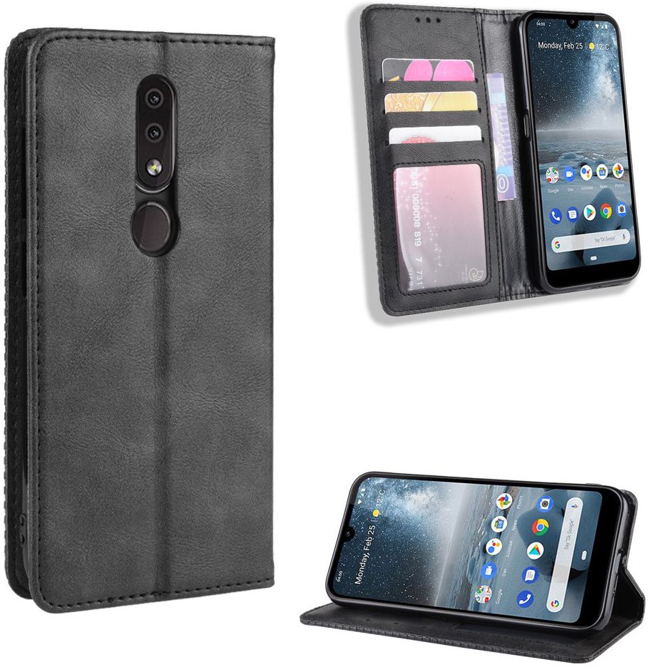 Nokia 4.2 Stijlvol Vintage Portemonnee Hoesje Zwart afbeelding 7