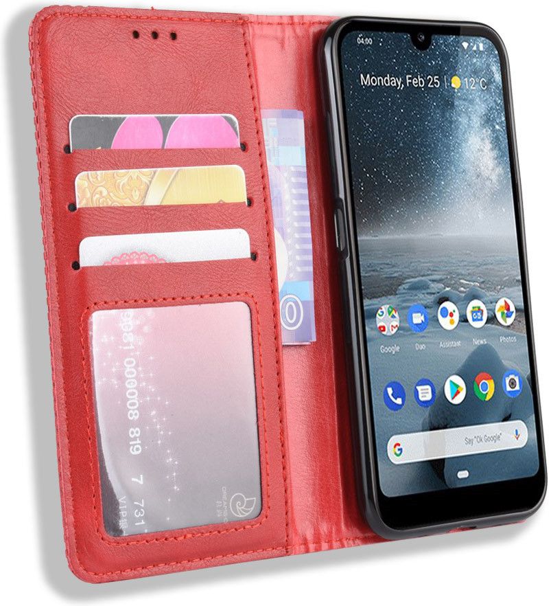 Nokia 4.2 Stijlvol Vintage Portemonnee Hoesje Rood afbeelding 1