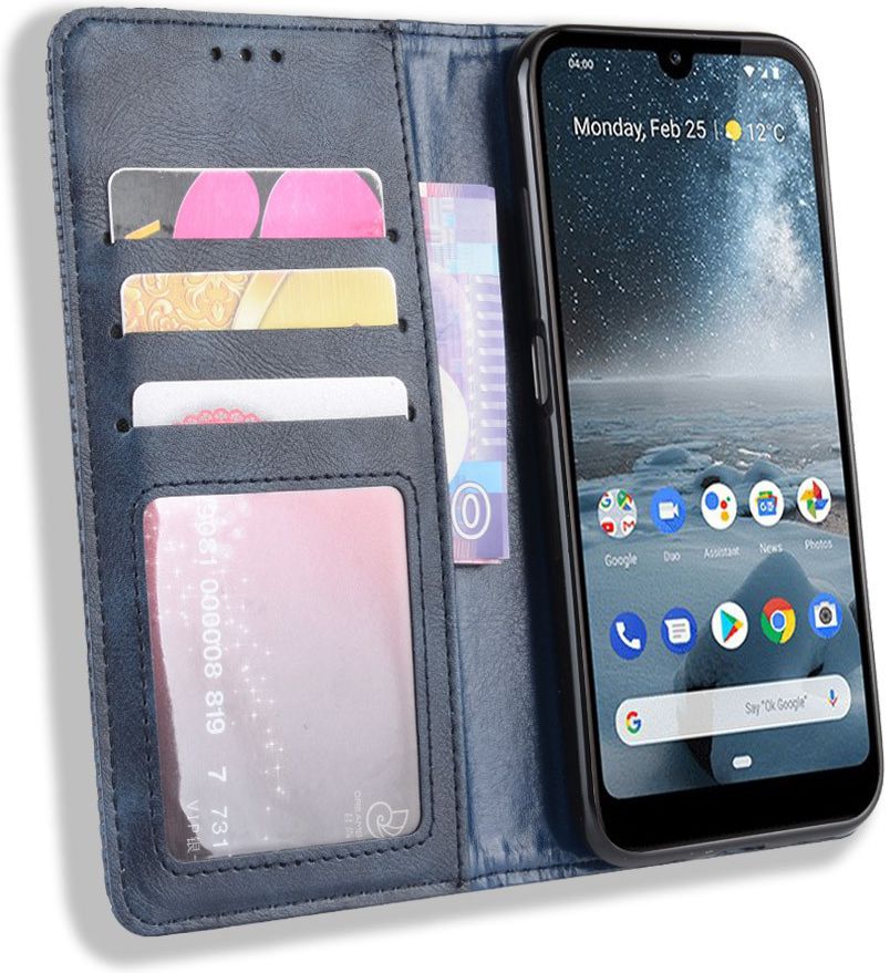 Nokia 4.2 Stijlvol Vintage Portemonnee Hoesje Blauw afbeelding 2