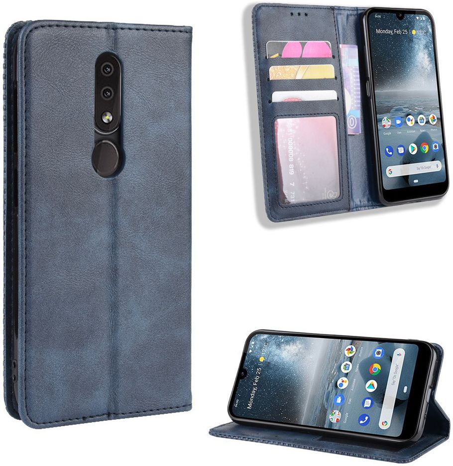 Nokia 4.2 Stijlvol Vintage Portemonnee Hoesje Blauw afbeelding 7