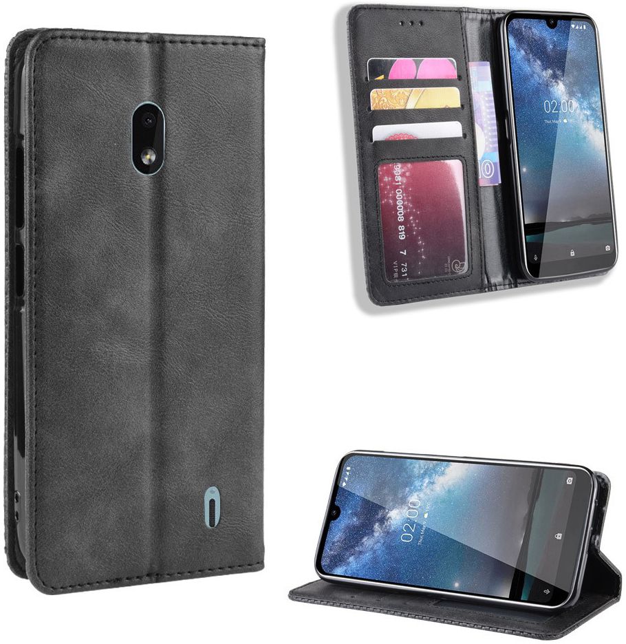 Nokia 2.2 Stijlvol Vintage Portemonnee Hoesje Zwart afbeelding 7