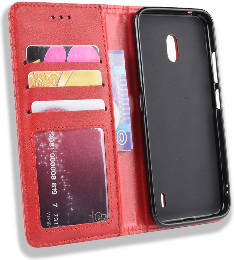 Nokia 2.2 Stijlvol Vintage Portemonnee Hoesje Rood afbeelding 4