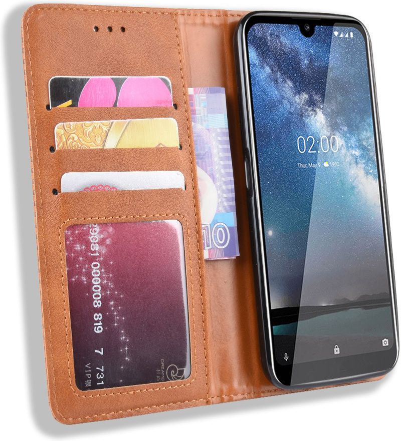 Nokia 2.2 Stijlvol Vintage Portemonnee Hoesje Bruin afbeelding 2