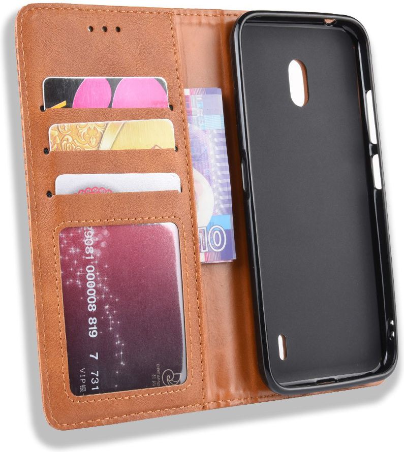 Nokia 2.2 Stijlvol Vintage Portemonnee Hoesje Bruin afbeelding 7