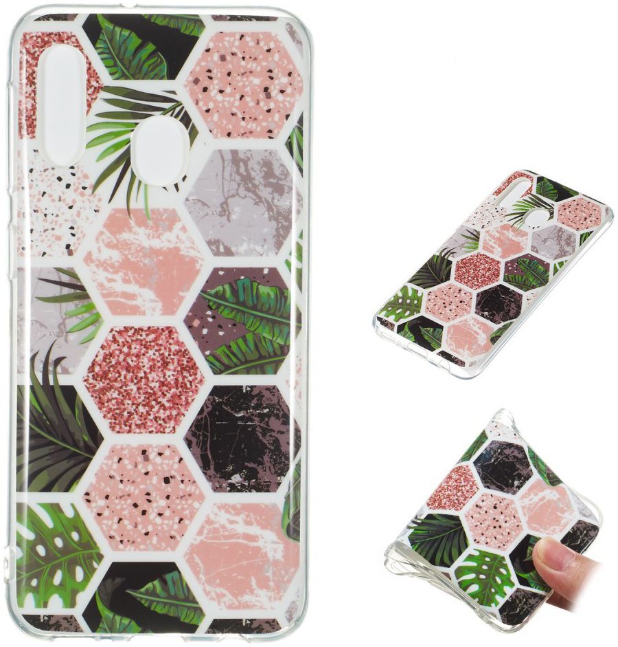 Samsung Galaxy A20E TPU Back Cover met Marmer Print Hexagon afbeelding 5