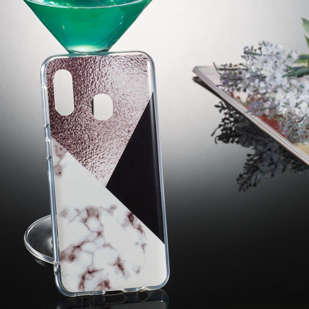 Samsung Galaxy A20E TPU Back Cover met Marmer Print Bruin afbeelding 4