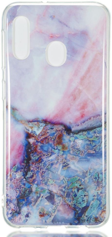 Samsung Galaxy A20E TPU Back Cover met Marmer Print Blauw afbeelding 1