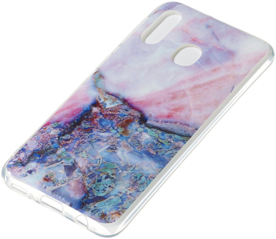 Samsung Galaxy A20E TPU Back Cover met Marmer Print Blauw afbeelding 2