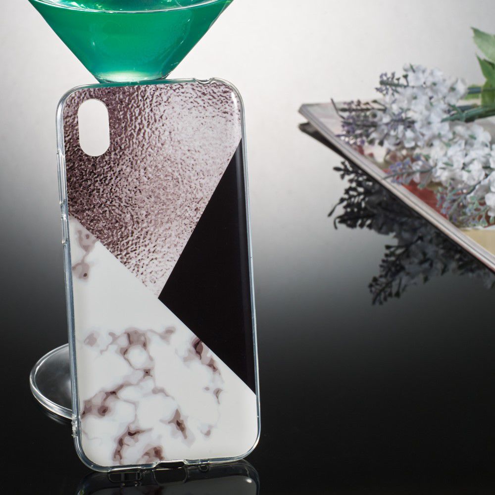 Huawei Y5 (2019) TPU Back Cover met Marmer Print Bruin afbeelding 4