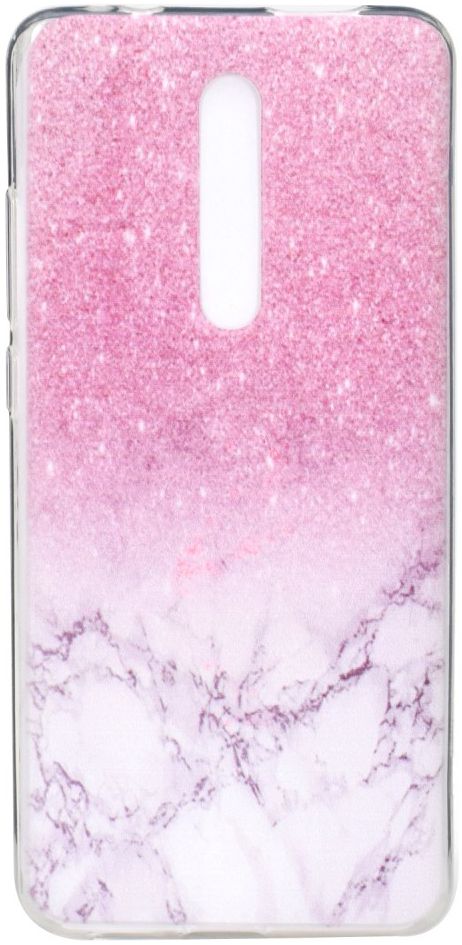 Xiaomi Mi 9T Transparant TPU Hoesje met Roze Marmer Print afbeelding 1