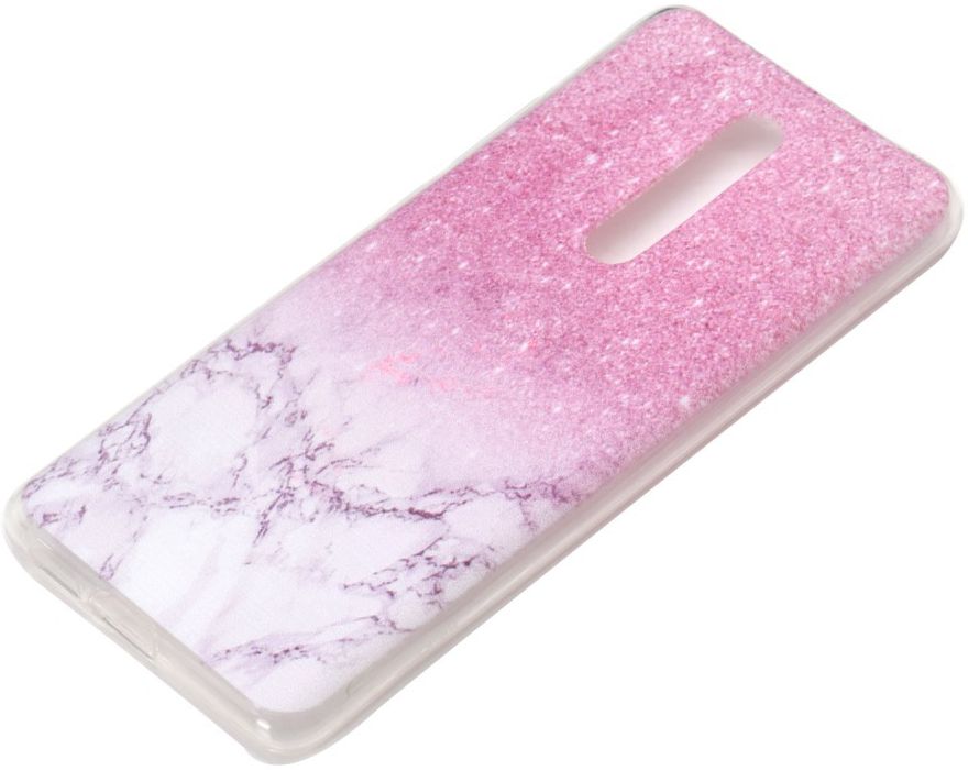 Xiaomi Mi 9T Transparant TPU Hoesje met Roze Marmer Print afbeelding 2