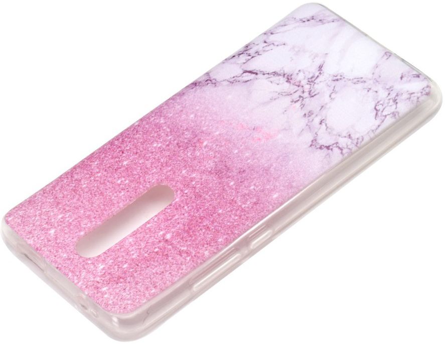 Xiaomi Mi 9T Transparant TPU Hoesje met Roze Marmer Print afbeelding 3