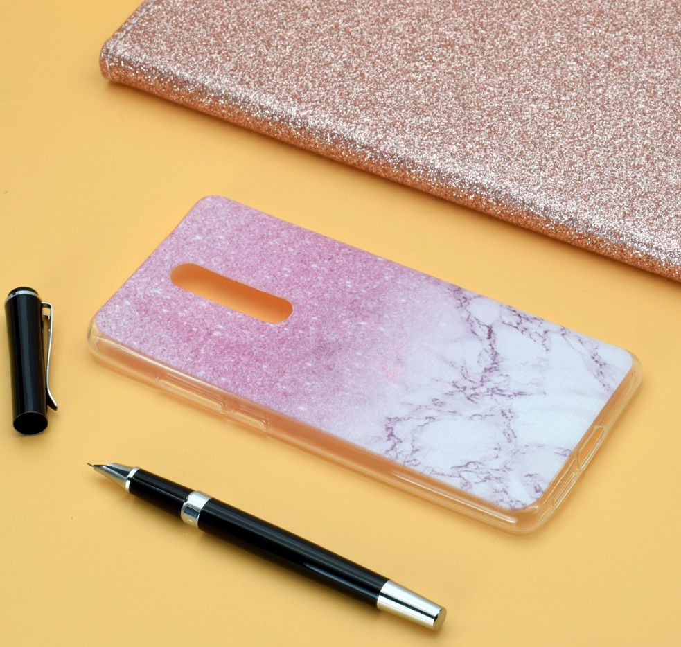 Xiaomi Mi 9T Transparant TPU Hoesje met Roze Marmer Print afbeelding 5