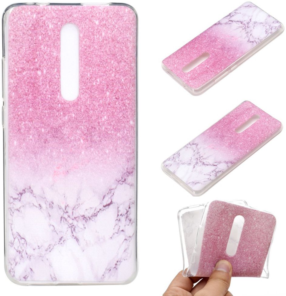 Xiaomi Mi 9T Transparant TPU Hoesje met Roze Marmer Print afbeelding 6