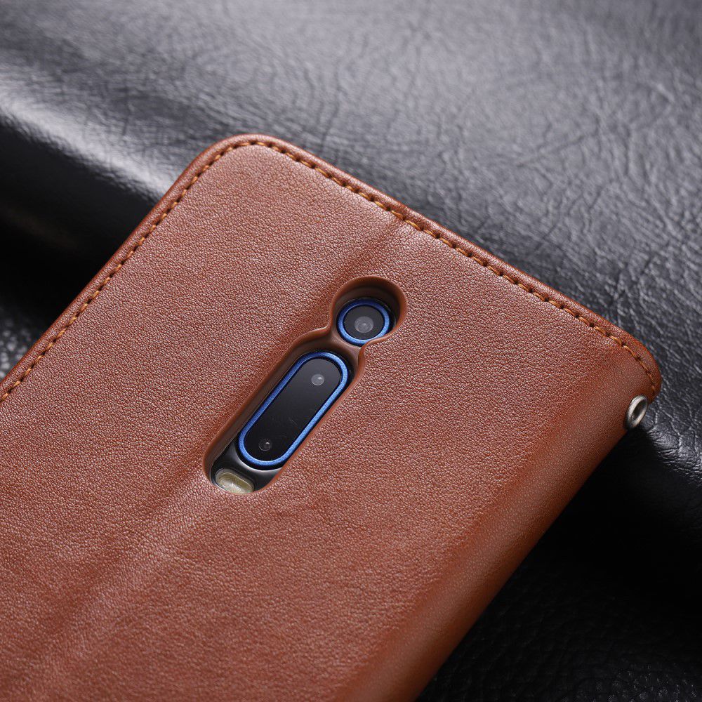 AZNS Xiaomi Mi 9T Portemonnee Stand Hoesje Bruin afbeelding 15
