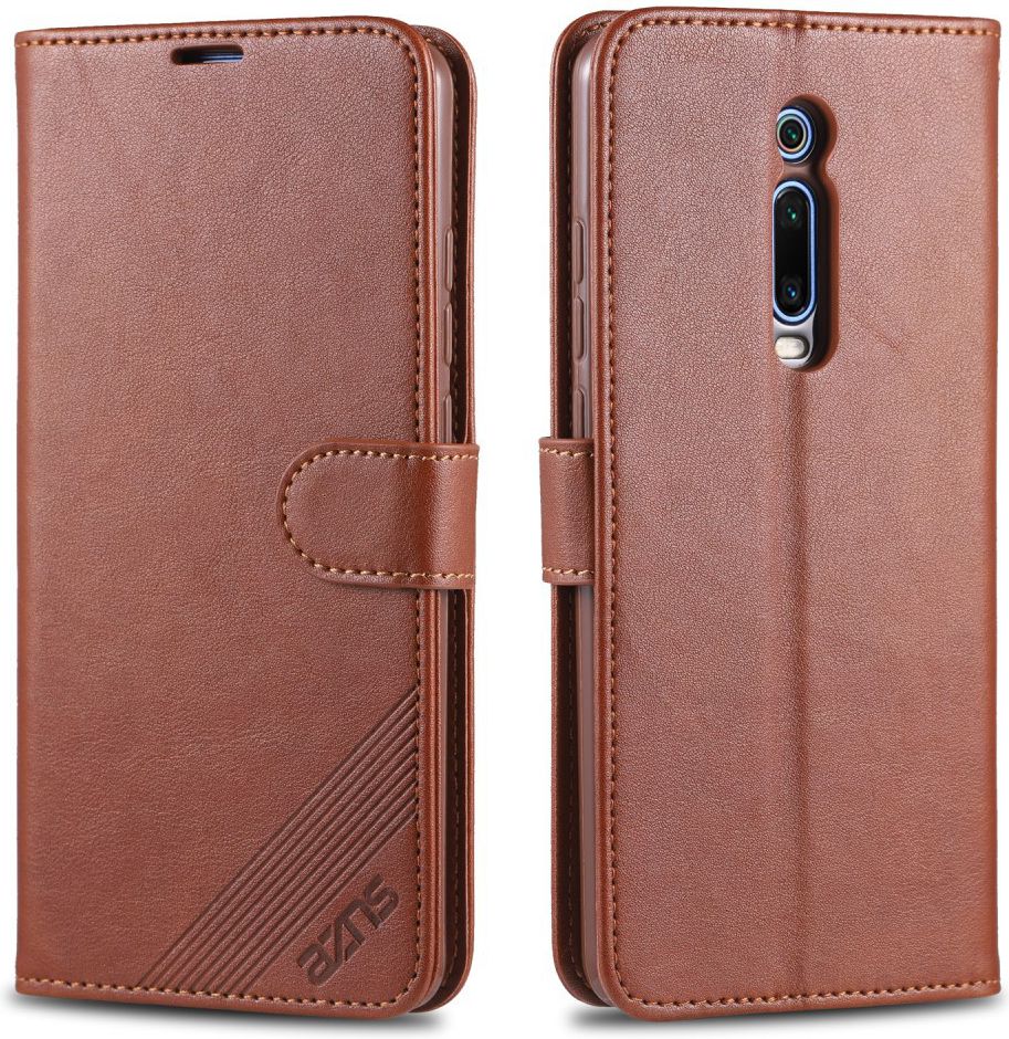 AZNS Xiaomi Mi 9T Portemonnee Stand Hoesje Bruin afbeelding 3