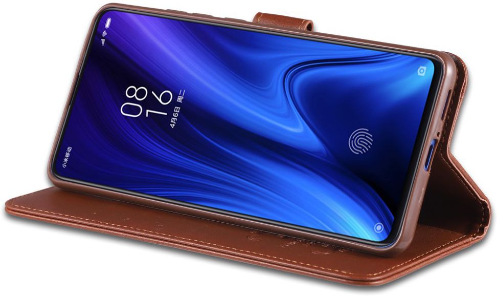 AZNS Xiaomi Mi 9T Portemonnee Stand Hoesje Bruin afbeelding 4